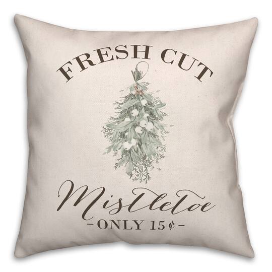 Fresh Cut Mistletoe 18x18 Throw Pillow